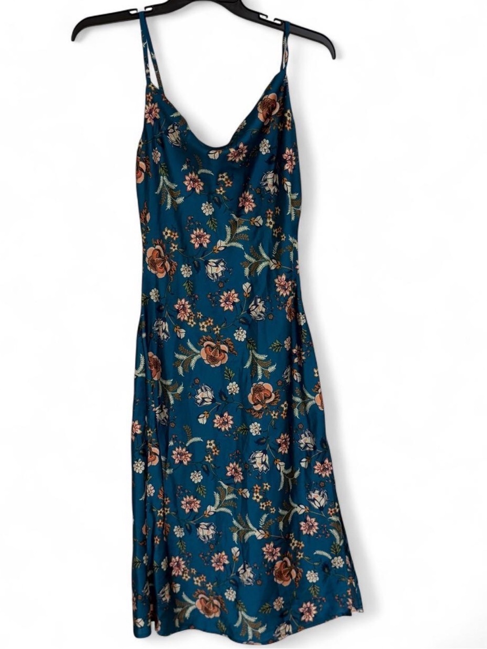 Charlotte Russe Teal Floral Slip Midi Dress